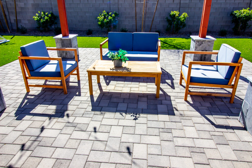 Outdoor Furniture On Pavers Rear Patio